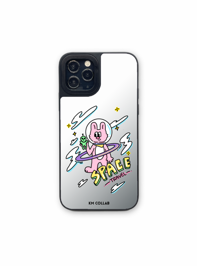 Lazy Rabbit - Space Travel 鏡面手機殼 - By KM COLLAB